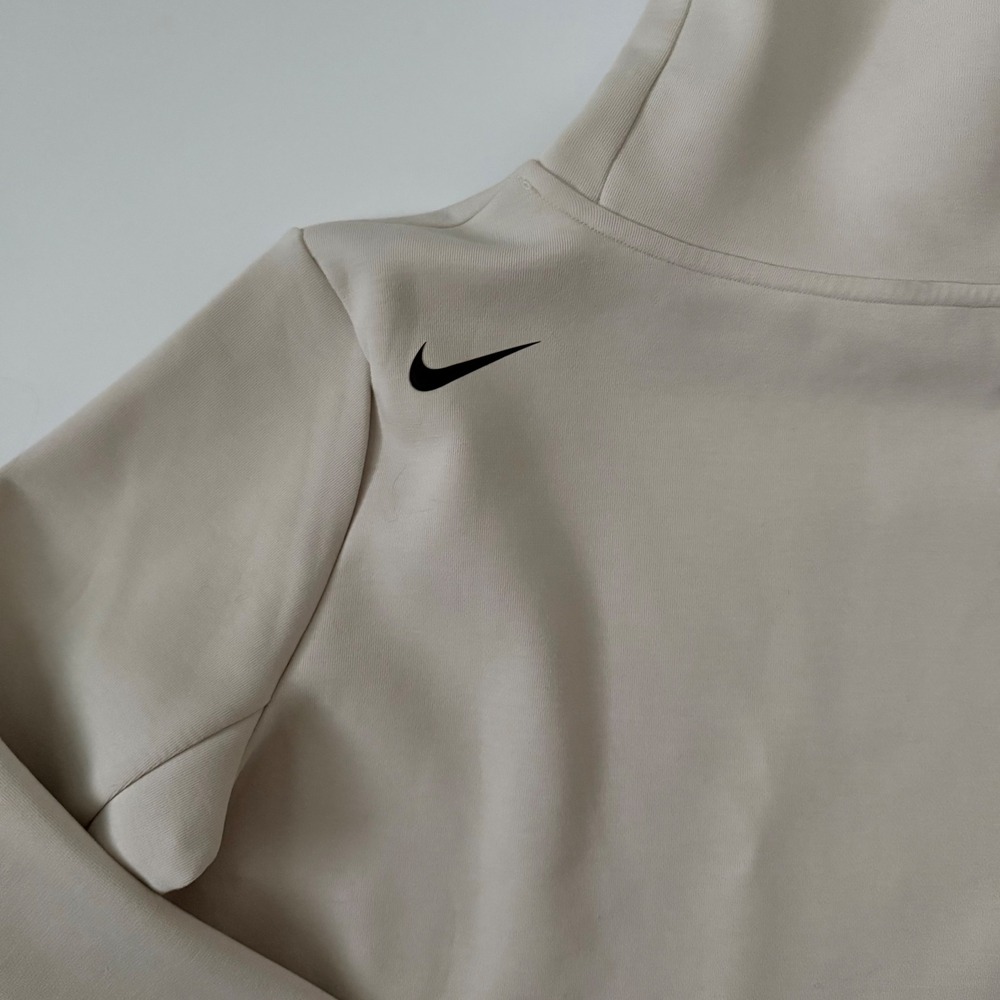Nike cream dri-fit cropped funnel neck sweatshirt with black Nike logo size M - Picture 8 of 11